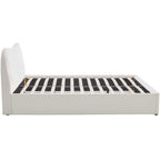 Ninon - Lit Adulte 160x200 cm avec Tête de Lit Matelassée en Velours - Beige