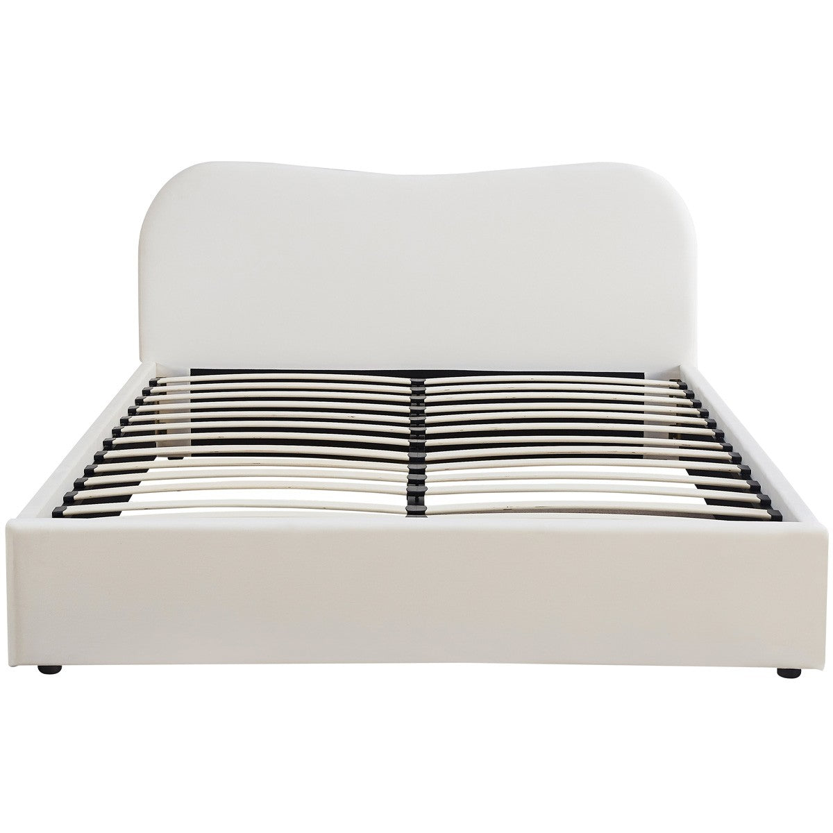 Ninon - Lit Adulte 160x200 cm avec Tête de Lit Matelassée en Velours - Beige