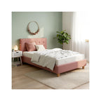 Milo - Lit Adulte 90x190 cm avec Tête de Lit Capitonnée en Velours - Vieux Rose