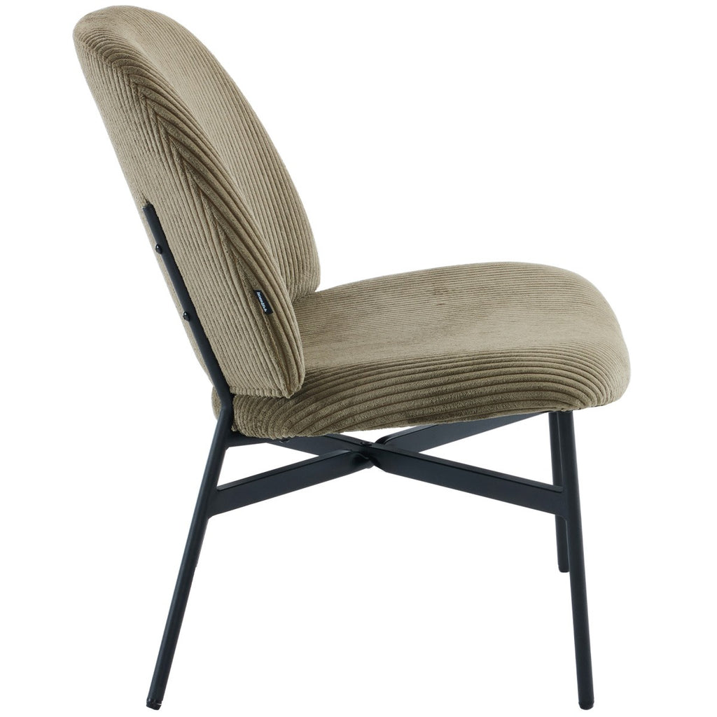 Petra - Fauteuil en Velours Côtelé - Vert Kaki