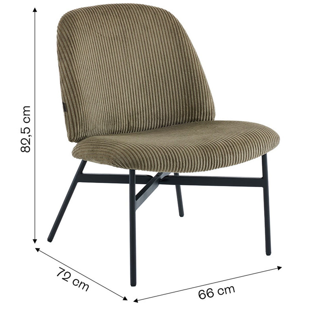 Petra - Fauteuil en Velours Côtelé - Vert Kaki
