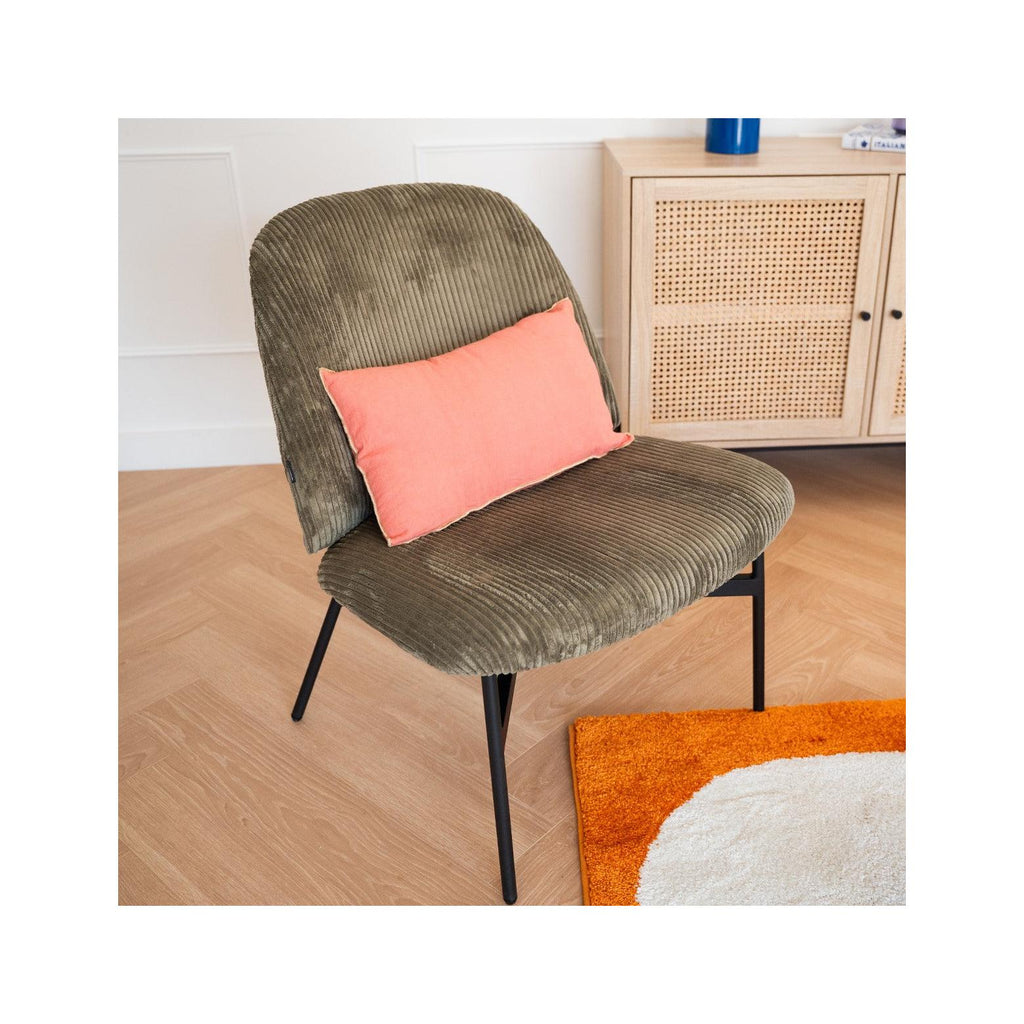 Petra - Fauteuil en Velours Côtelé - Vert Kaki