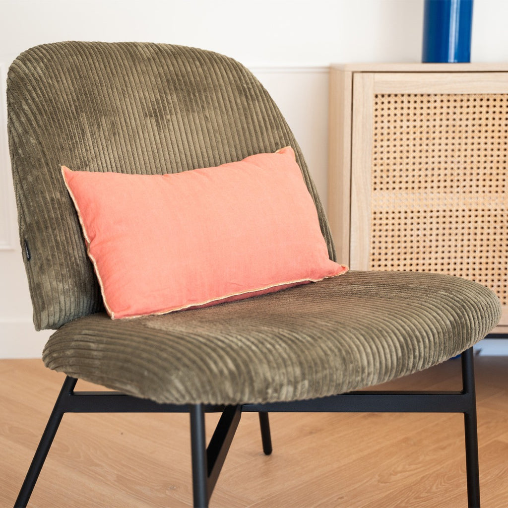 Petra - Fauteuil en Velours Côtelé - Vert Kaki