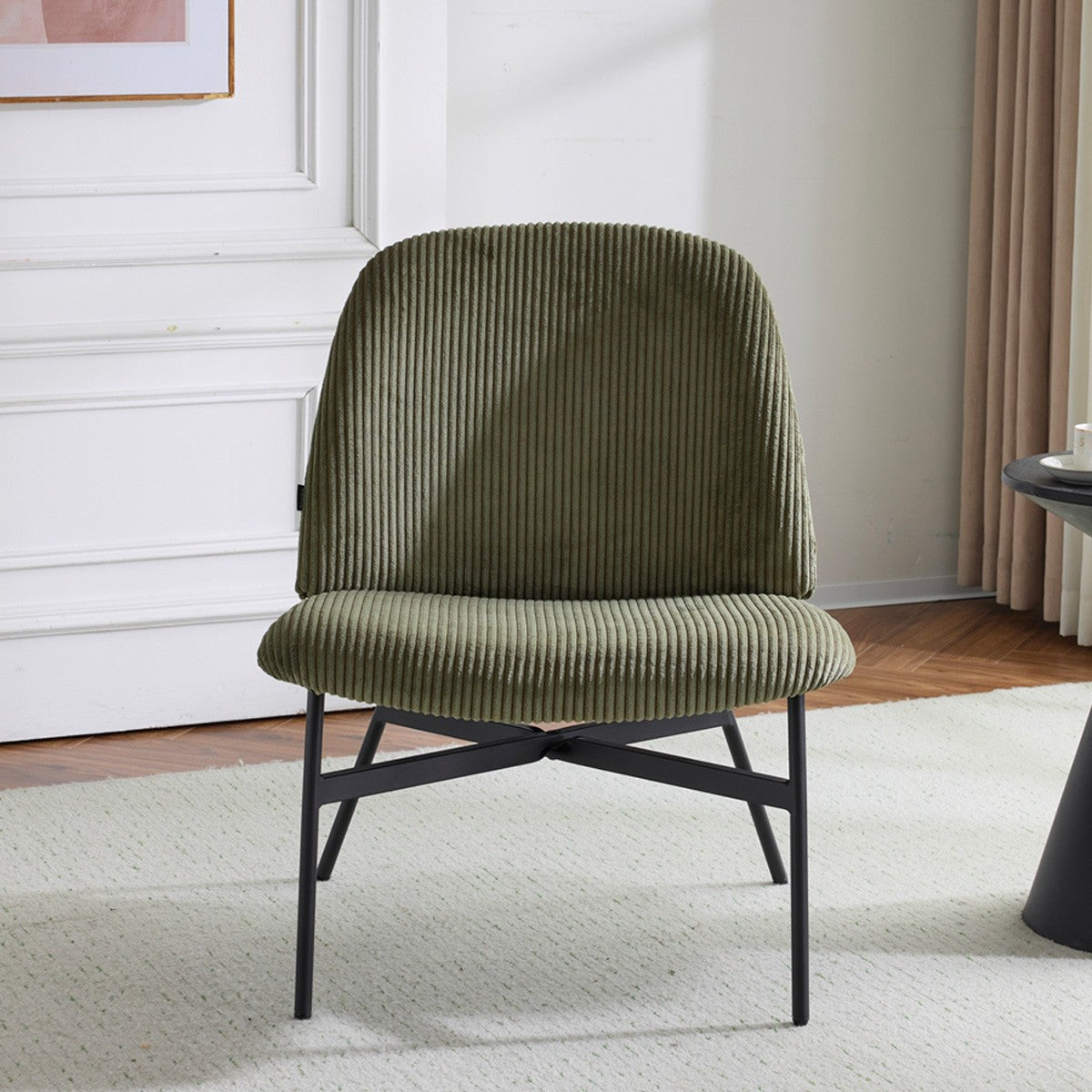 Petra - Fauteuil en Velours Côtelé - Vert Kaki