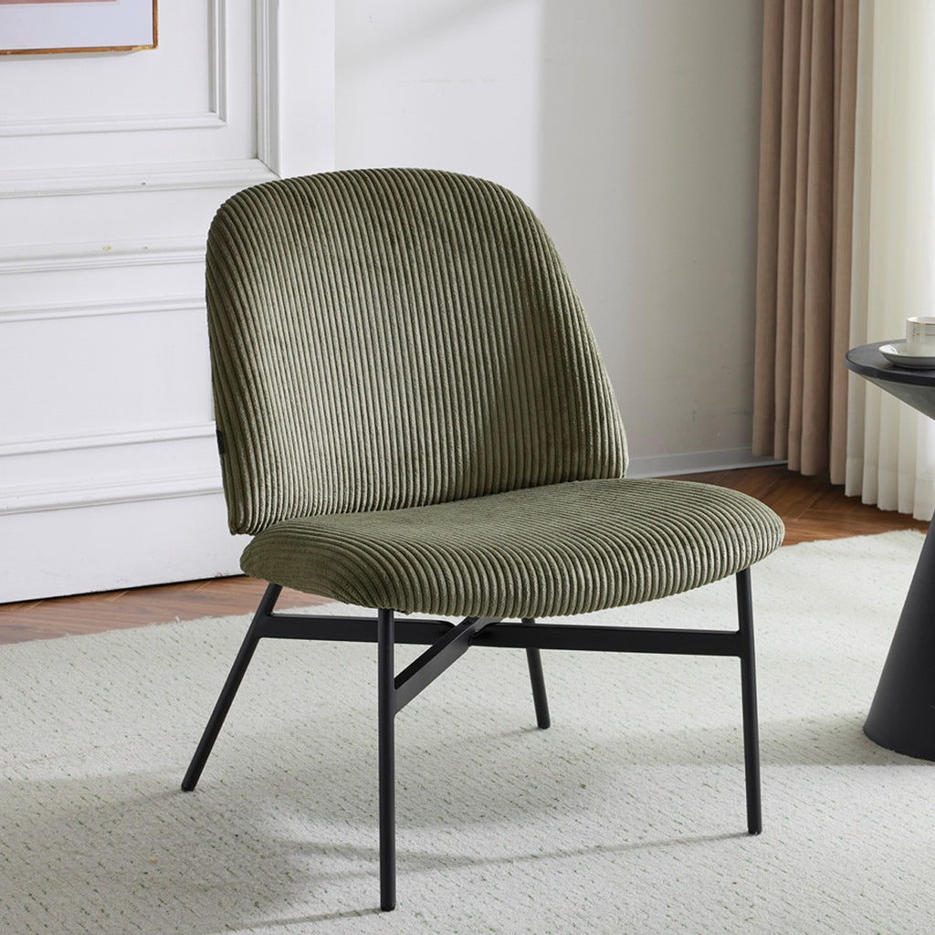 Petra - Fauteuil en Velours Côtelé - Vert Kaki