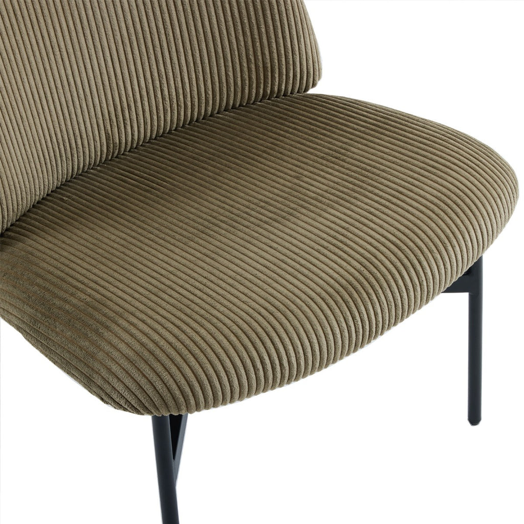 Petra - Fauteuil en Velours Côtelé - Vert Kaki