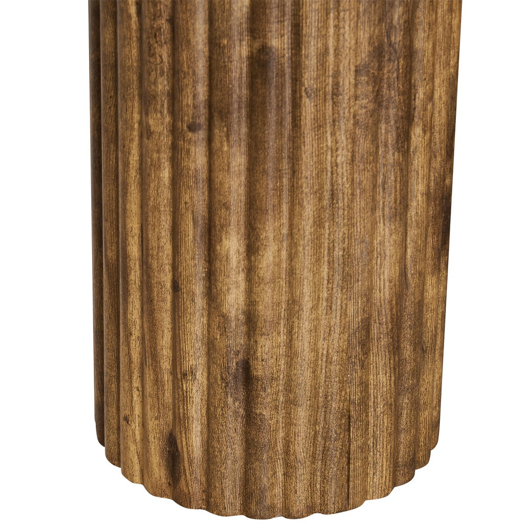 Stone - Table Basse Ronde Effet Marbre et Bois Ø 80 cm - Blanc