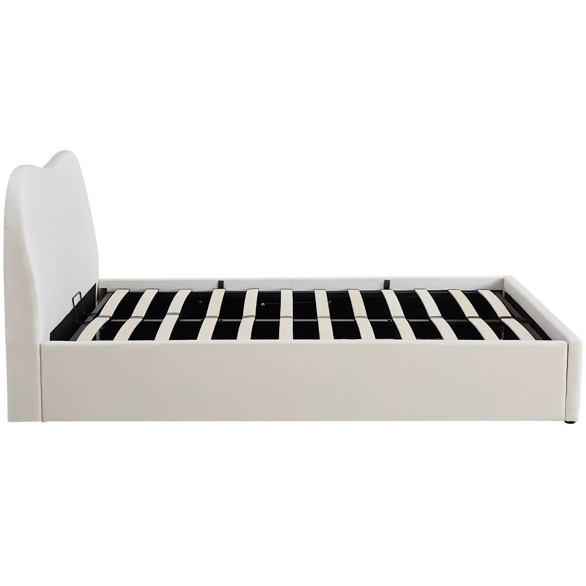 Suzon - Lit Coffre Adulte avec Tête de Lit Matelassée en Velours - Beige