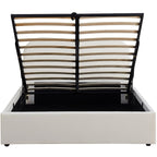 Suzon - Lit Coffre Adulte avec Tête de Lit Matelassée en Velours - Beige