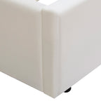 Suzon - Lit Coffre Adulte avec Tête de Lit Matelassée en Velours - Beige