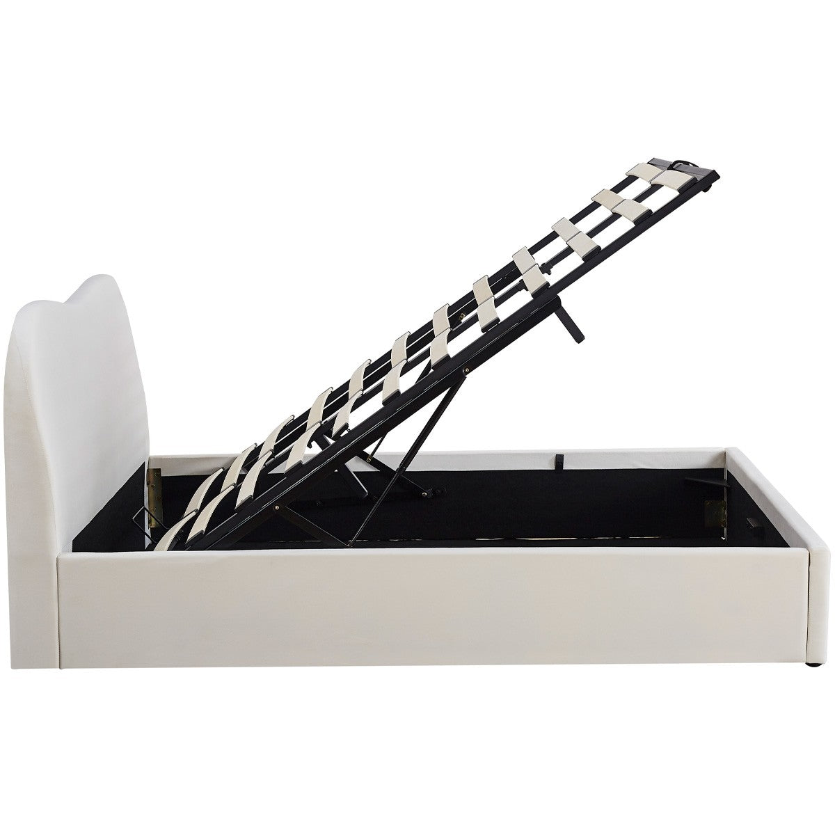 Suzon - Lit Coffre Adulte avec Tête de Lit Matelassée en Velours - Beige