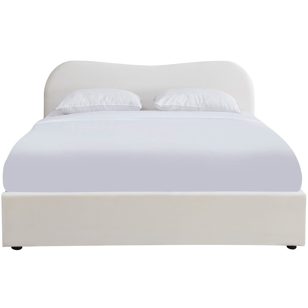 Suzon - Lit Coffre Adulte avec Tête de Lit Matelassée en Velours - Beige