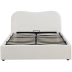 Suzon - Lit Coffre Adulte avec Tête de Lit Matelassée en Velours - Beige
