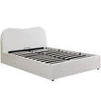 Suzon - Lit Coffre Adulte avec Tête de Lit Matelassée en Velours - Beige