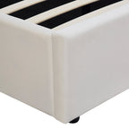 Suzon - Lit Coffre Adulte avec Tête de Lit Matelassée en Velours - Beige