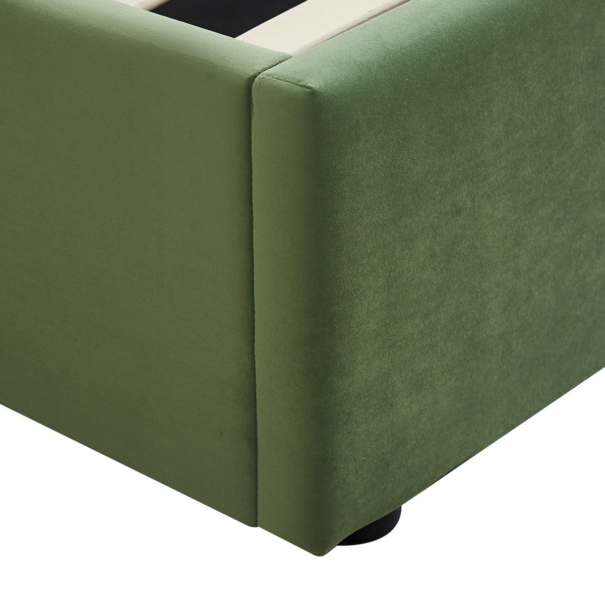 Suzon - Lit Coffre Adulte 160x200 cm avec Tête de Lit Matelassée en Velours - Vert Clair