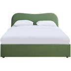 Suzon - Lit Coffre Adulte 160x200 cm avec Tête de Lit Matelassée en Velours - Vert Clair