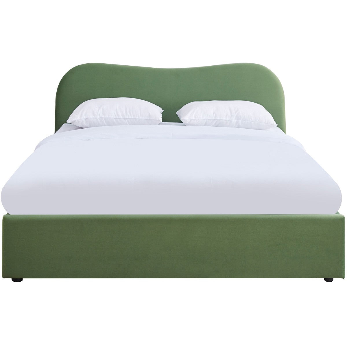 Suzon - Lit Coffre Adulte 160x200 cm avec Tête de Lit Matelassée en Velours - Vert Clair