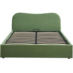 Suzon - Lit Coffre Adulte 160x200 cm avec Tête de Lit Matelassée en Velours - Vert Clair