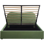 Suzon - Lit Coffre Adulte 160x200 cm avec Tête de Lit Matelassée en Velours - Vert Clair