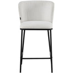 Toma - Lot de 2 Tabourets de Bar en Velours Côtelé, Piètement Noir - Beige