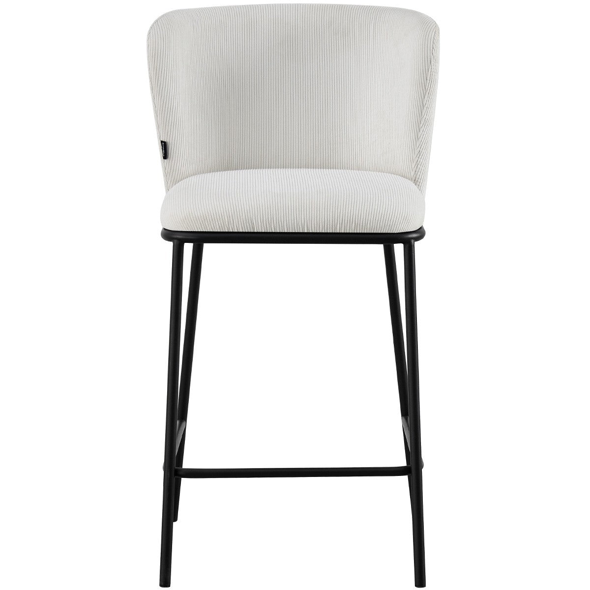 Toma - Lot de 2 Tabourets de Bar en Velours Côtelé, Piètement Noir - Beige