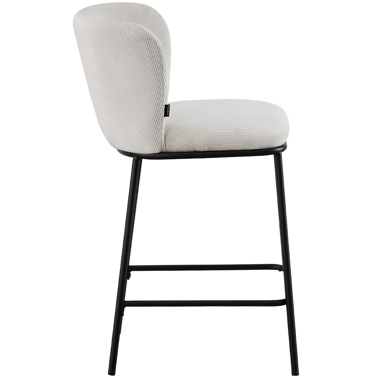 Toma - Lot de 2 Tabourets de Bar en Velours Côtelé, Piètement Noir - Beige