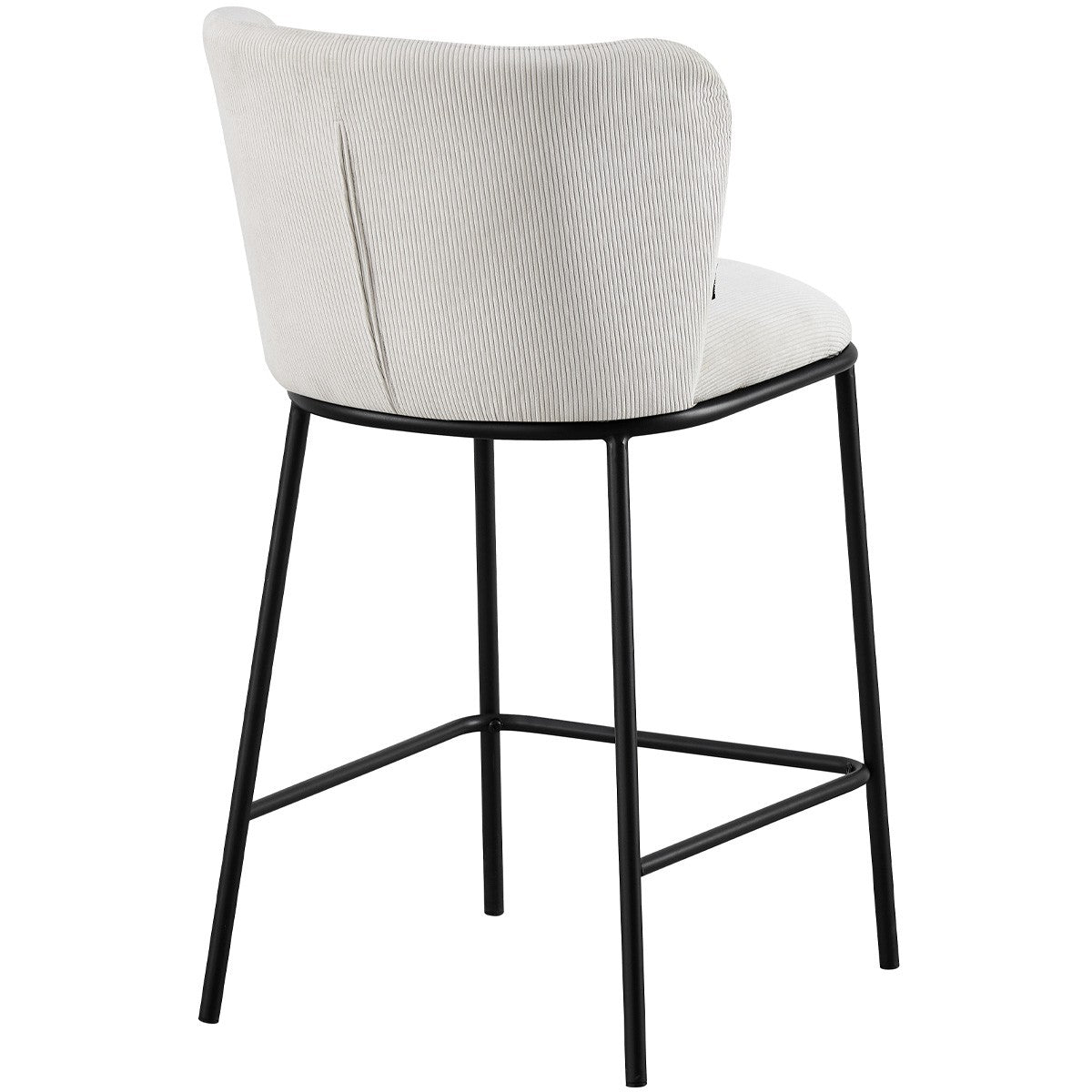 Toma - Lot de 2 Tabourets de Bar en Velours Côtelé, Piètement Noir - Beige