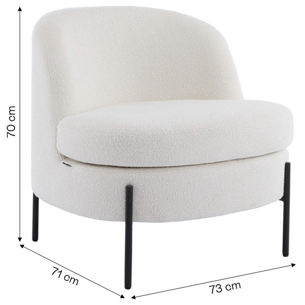 Vianney - Fauteuil en Tissu Bouclé - Beige