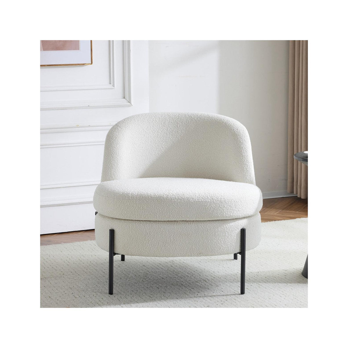 Vianney - Fauteuil en Tissu Bouclé - Beige