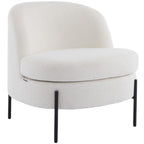 Vianney - Fauteuil en Tissu Bouclé - Beige