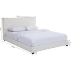 William - Lit Adulte 140x190 cm avec Tête de Lit Capitonnée en Tissu Bouclé - Beige