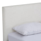 William - Lit Adulte 140x190 cm avec Tête de Lit Capitonnée en Tissu Bouclé - Beige