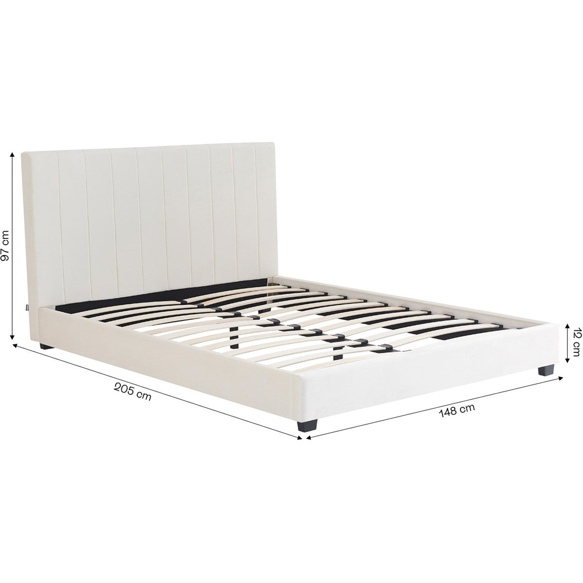 William - Lit Adulte 140x190 cm avec Tête de Lit Capitonnée en Velours - Beige