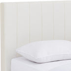 William - Lit Adulte 140x190 cm avec Tête de Lit Capitonnée en Velours - Beige