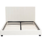 William - Lit Adulte 140x190 cm avec Tête de Lit Capitonnée en Velours - Beige