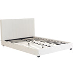 William - Lit Adulte 140x190 cm avec Tête de Lit Capitonnée en Velours - Beige