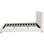 William - Lit Adulte 140x190 cm avec Tête de Lit Capitonnée en Velours - Beige
