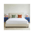 William - Lit Adulte 160x200 cm avec Tête de Lit Capitonnée en Tissu Bouclé - Beige