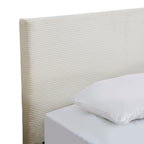 William - Lit Adulte 160x200 cm avec Tête de Lit Capitonnée en Velours Côtelé - Beige