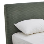 William - Lit Adulte avec Tête de Lit Capitonnée en Velours Côtelé - Vert Kaki