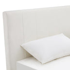 William - Lit Adulte 180x200 cm avec Tête de Lit Capitonnée en Velours - Beige