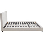 William - Lit Adulte 180x200 cm avec Tête de Lit Capitonnée en Velours - Beige