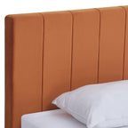 William - Lit Adulte avec Tête de Lit Capitonnée en Velours - Terracotta