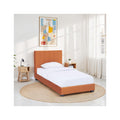 William - Lit Adulte 90x190 cm avec Tête de Lit Capitonnée en Velours - Terracotta