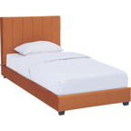 William - Lit Adulte 90x190 cm avec Tête de Lit Capitonnée en Velours - Terracotta