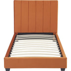 William - Lit Adulte 90x190 cm avec Tête de Lit Capitonnée en Velours - Terracotta