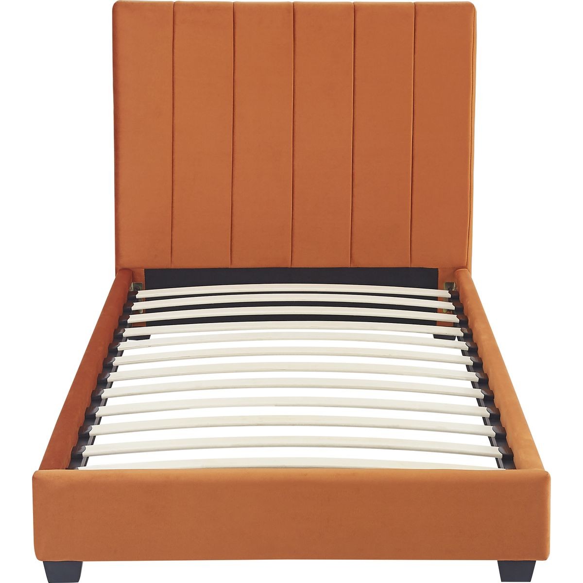 William - Lit Adulte 90x190 cm avec Tête de Lit Capitonnée en Velours - Terracotta