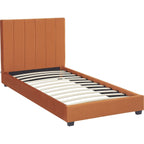 William - Lit Adulte 90x190 cm avec Tête de Lit Capitonnée en Velours - Terracotta
