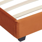 William - Lit Adulte 90x190 cm avec Tête de Lit Capitonnée en Velours - Terracotta